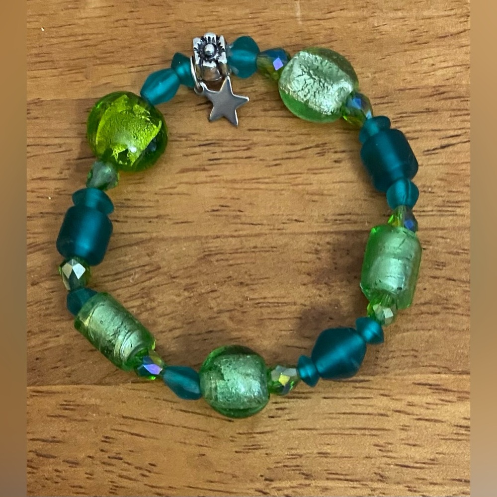 NEW Green and teal Lampwork bead bracelets